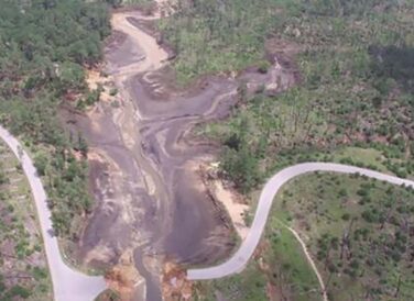 aerial view of TPWD dam landscape