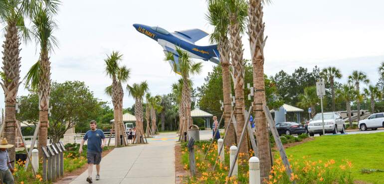 Stateline Gateway Welcome Center entrance walkway along I-10 in Pensacola, Florida